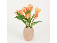 Bukiet TULIPAN PAPUZI wys. 44 cm 9 łodyg (9 kwiatów 6x4,5 cm) KORALOWY