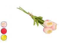 z Bukiet TULIPAN piankowy 3 łodygi wys. 32 cm (kwiat 4,5x4,5 cm) MIX KOLOR