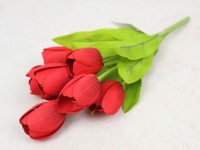Bukiet TULIPAN piankowy wys. 36 cm, 7 łodyg (7 łodyg 4,5x3 cm) CZERWONY