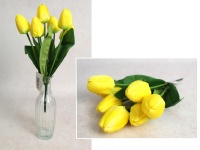 Bukiet TULIPAN wys. 33 cm, 7 łodyg (7 kwiatów 6x4 cm) ŻÓŁTY