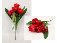 Bukiet TULIPAN wys. 37 cm, 7 łodyg (7 kwiatów 6x4 cm) CZERWONY