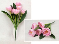Bukiet TULIPAN wys. 37 cm, 7 łodyg (7 kwiatów 6x4 cm) RÓŻOWY jasny