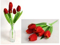 Bukiet TULIPAN wys. 40 cm, 7 łodyg (7 kwiatów 6x4 cm) CZERWONY