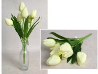Bukiet TULIPAN wys. 40 cm, 7 łodyg (7 kwiatów 6x4 cm) ŚMIETANOWY