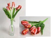Bukiet TULIPAN wys. 42 cm, 7 łodyg (7 kwiatów 6x3,5 cm) KORALOWY