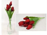 Bukiet TULIPAN wys. 42 cm, 7 łodyg (7 kwiatów 6x3,5 cm) BORDOWY