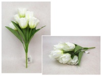 Bukiet TULIPAN wys. 48 cm, 9 łodyg (9 kwiatów 8x5,5 cm) BIAŁO-ZIELONY