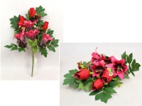 Bukiet, wiązanka RÓŻA, LILIA wys. 51 cm, 11 łodyg (9 kwiatów 12-5 cm) CZERWONA