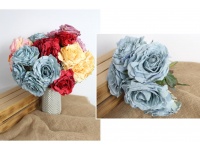 Bukiet zasuszony RÓŻA wys. 42 cm 5 łodyg (5 kwiatów 11 cm) MIX KOLOR