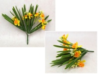 Bukiet ŻONKIL gumowy wys. 22 cm, 5 łodyg (10 kwiatów 5x2 cm) ŻÓŁTY z pomarańczowym środkiem