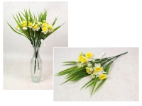 Bukiet ŻONKIL gumowy wys. 34 cm, 5 łodyg (10 kwiatów 5x2 cm) BIAŁY z żółtym środkiem