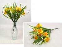 Bukiet ŻONKIL gumowy wys. 34 cm, 5 łodyg (10 kwiatów 5x2 cm) ŻÓŁTY z pomarańczowym środkiem