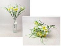 Bukiet ŻONKIL wys. 38 cm, 5 łodyg (20 kwiatów 6,5x2,5 cm) BIAŁY z żółtym środkiem