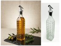 Butelka szklana z nalewakiem na oliwę, olej KWADRATY 29,5x5,5 cm