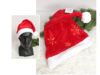 Czapka MIKOŁAJA welurowa w śnieżynki 43x29 cm - 1 szt