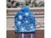 Czapka świąteczna LED ŚNIEŻYNKI 24x21 cm NIEBIESKA