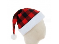 Czapka Świętego Mikołaja KRATA 40x29 cm CZERWONO - CZARNA