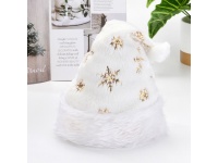Czapka ŚWIĘTEGO MIKOŁAJA ze śnieżynkami 40x28 cm BIAŁO ZŁOTA