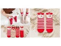 Damskie skarpety ŚWIĄTECZNE w paski z pieskiem - 1 para