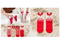 Damskie skarpety ŚWIĄTECZNE w paski z liskiem - 1 para