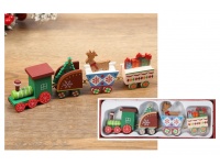 Dekoracja bożonarodzeniowa POCIĄG, CIUCHCIA drewniana 22x7x3 cm ZIELONA