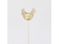 Dekoracja drewniana na patyku 23 cm KURCZAK 7x6,5 cm
