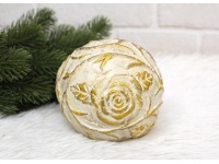 Dekoracja KULA ceramiczna RÓŻE biało-złota 10 cm
