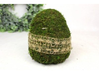 Dekoracja mech, juta JAJKO 19x14 cm