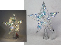 Dekoracja na stelażu z drutu z folią holograficzną GWIAZDA 20 LED 30x25x5 cm