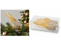Dekoracja PTASZEK na klipsie kpl. 2 szt ZŁOTE 15 cm