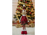 Dekoracja RENIFER 56 cm W SUKIENCE W KRATĘ
