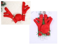 Dekoracja samochodowa ROGI RENIFERA + NOS czerwona na blistrze 34x19 cm