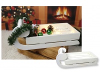 Dekoracja świąteczna SANIE drewniane BIAŁE 35x17x13 CM