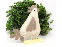 Dekoracja wielkanocna filcowa na drewnianej podstawie KURA 23x19x4 cm beżowa