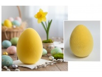 Dekoracja wielkanocna styropianowa JAJKO flokowane 9,5x6,5 cm ŻÓŁTE