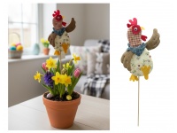 Dekoracja wielkanocna KURA na piku materiałowa 35x10,5 cm