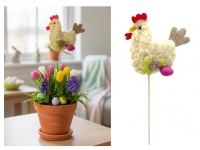 Dekoracja wielkanocna KURA na piku 34x13 cm