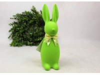 Dekoracja wielkanocna plastikowy ZAJĄC flokowany 29x10x9 cm ZIELONY