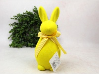 Dekoracja wielkanocna plastikowy ZAJĄC flokowany 25x11x10 cm ŻÓŁTY