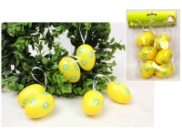 Dekoracja wielkanocna plastikowe JAJKA z zawieszką 6x4 cm kpl 6 szt ŻÓŁTE