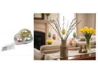 Dekoracja wielkanocna plastikowe JAJKA z zawieszką 6x4 cm kpl 5 szt MIX KOLOR metalizowane