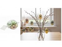 Dekoracja wielkanocna plastikowe JAJKA z zawieszką 6x4 cm kpl 5 szt MIX KOLOR metalizowane romby