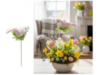 Dekoracja wielkanocna PTASZEK na piku 33x17x8 cm MIX KOLOR