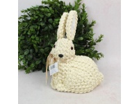 Dekoracja wielkanocna styropian- sznurek pleciony ZAJAC 25x18x12 cm KREMOWY