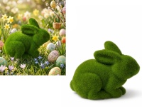 Dekoracja wielkanocna styropianowa ZAJĄC flokowany 14x10,5x7,5 cm ZIELONY