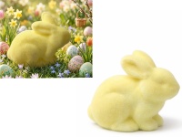 Dekoracja wielkanocna styropianowa ZAJĄC flokowany 14x10,5x7,5 cm JASNO ŻÓŁTY