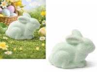 Dekoracja wielkanocna styropianowa ZAJĄC flokowany 14x10,5x7,5 cm TURKUSOWY