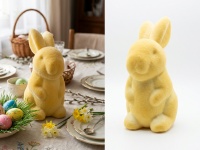 Dekoracja wielkanocna styropianowa ZAJĄC flokowany 18x11x8,5 cm ŻÓŁTY