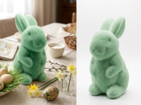 Dekoracja wielkanocna styropianowa ZAJĄC flokowany 18x11x8,5 cm TURKUSOWY