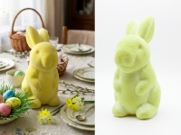Dekoracja wielkanocna styropianowa ZAJĄC flokowany 18x11x8,5 cm JASNO ŻÓŁTY